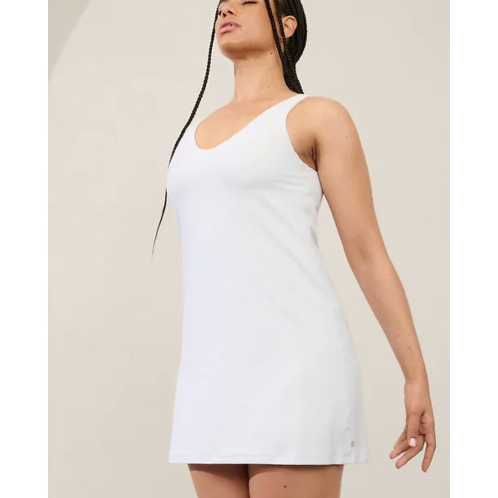 Athleta XS Transcend Dress Bright White X-Small Tennis Built in Bra and Shorts - Picture 1 of 7
